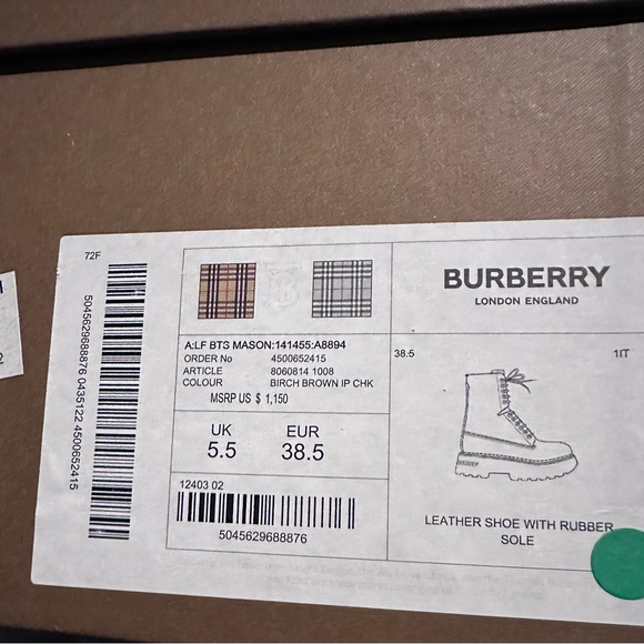 Burberry Mason Check Coated Canvas Platform Combat Boot - Picture 3 of 7